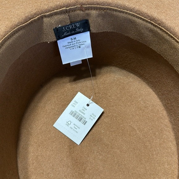 J.Crew NWT Contoured-Crown Wool Boater Hat Honey Brown Adobe Suede Ribbon - Picture 3 of 4